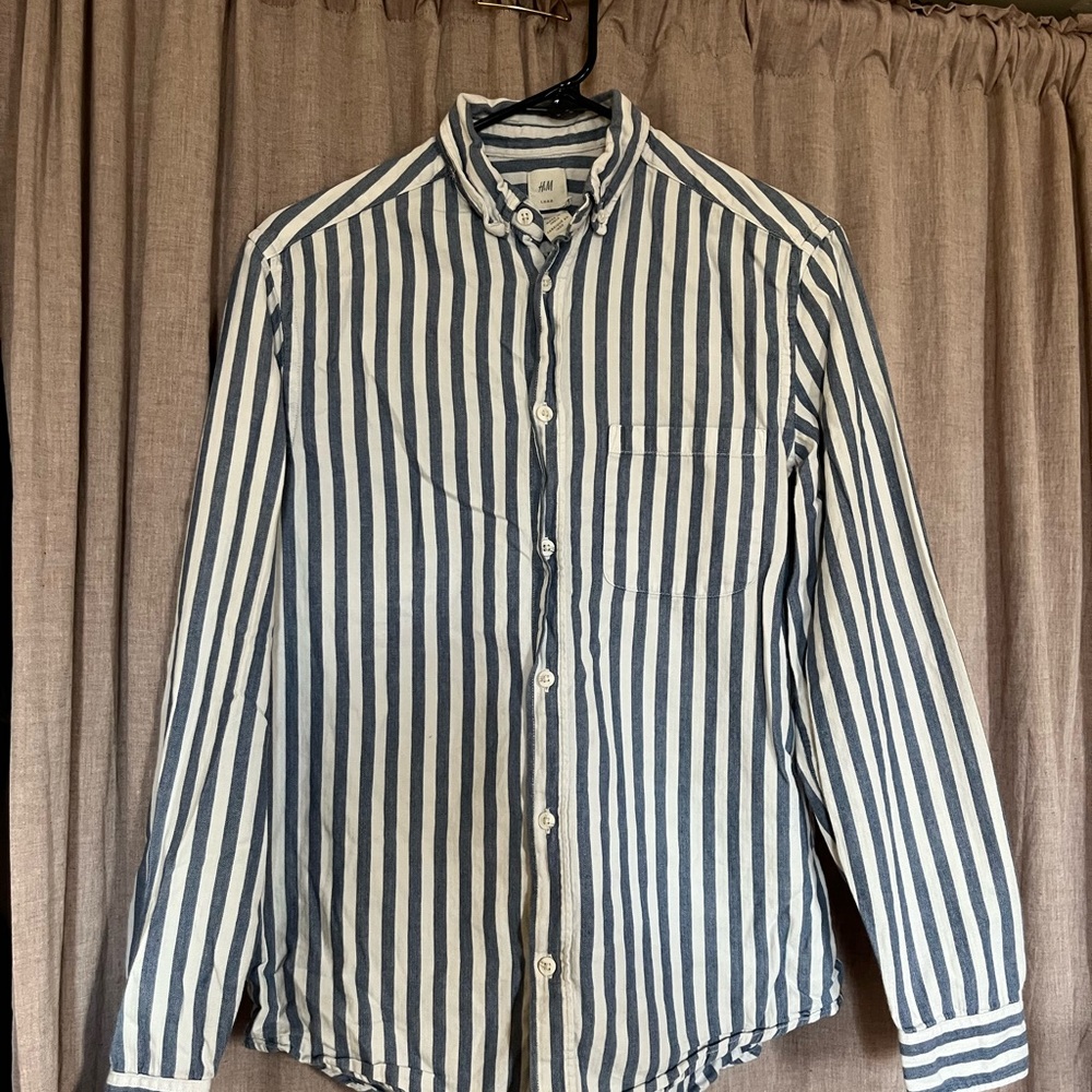 H&M Blue and White Striped Shirt